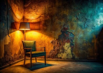 Minimalist Grunge Plaster Interior Night Photography - Dark Moody Room