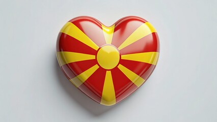 Obraz premium Minimalist North Macedonia Flag Heart Shape - Patriotic Stock Photo