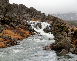 Naklejka premium Aurora Journey to Iceland, the Land of Magma and Ice