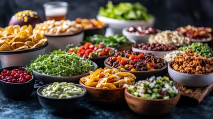 Fototapeta premium Colorful and Varied Vegetable Dishes Arranged on a Table Offering a Healthy and Delicious Meal or Spread for a Catered Event