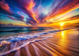 Long Exposure Coastal Collage: Abstract Beach Scene at Dusk