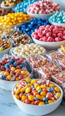 Assorted Colorful Candy and Sweets Display in Market or Shop for and Indulgence  Variety of candies chocolates gummies lollipops