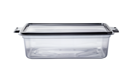 A empty plastic disposable box isolated on white background