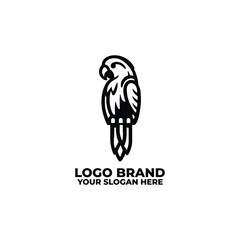 flat minimalist logo of a parrot