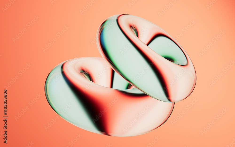 Poster abstract colorful gradient glass background with smooth transitions of color, 3d rendering.