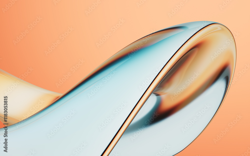 Poster Abstract colorful gradient glass background with smooth transitions of color, 3d rendering.