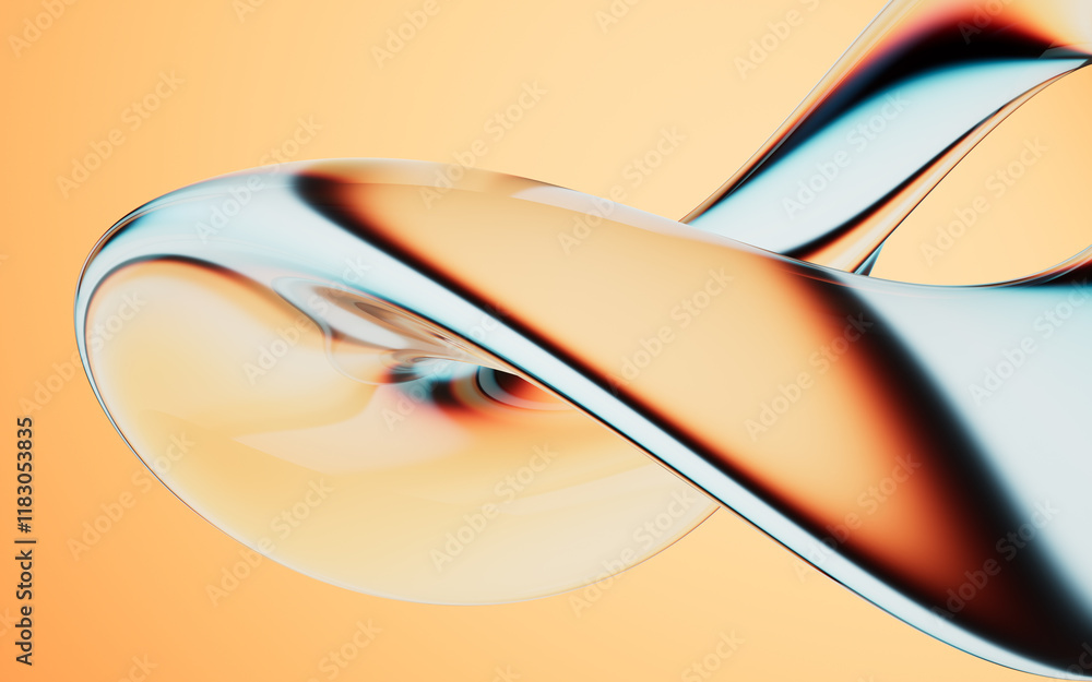 Fototapete Abstract colorful gradient glass background with smooth transitions of color, 3d rendering.