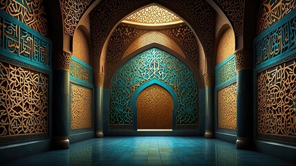 Moon and abstract luxury islamic elements background