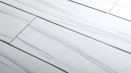 Fototapeta premium Close-up Photo: Sleek White Marble-Effect Tiles Elegantly Arranged. AI Generated