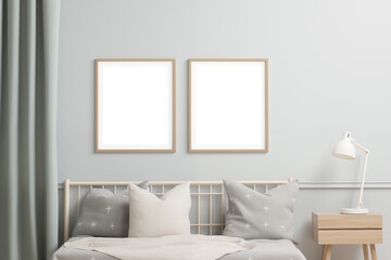 Poster mockup for neutral playroom
