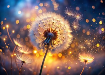 Long Exposure Photography of Dandelion Seeds Blowing in the Wind