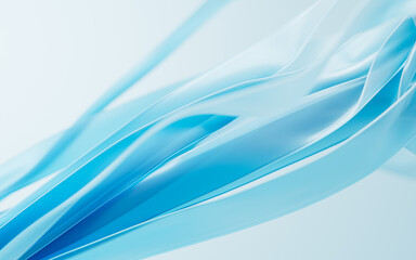 Transparent flowing fabric ribbons background, 3d rendering.
