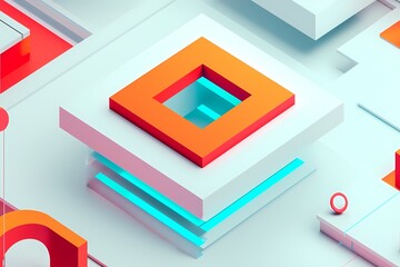 Abstract Geometric Shapes in Bright Colors on Light Background