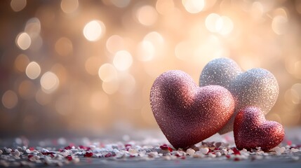 Fototapeta premium Sparkling Heart Shaped Bokeh Backdrop for Valentine s Day
