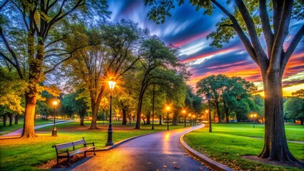 Long Exposure Photography: Serene New Jersey Park at Dusk