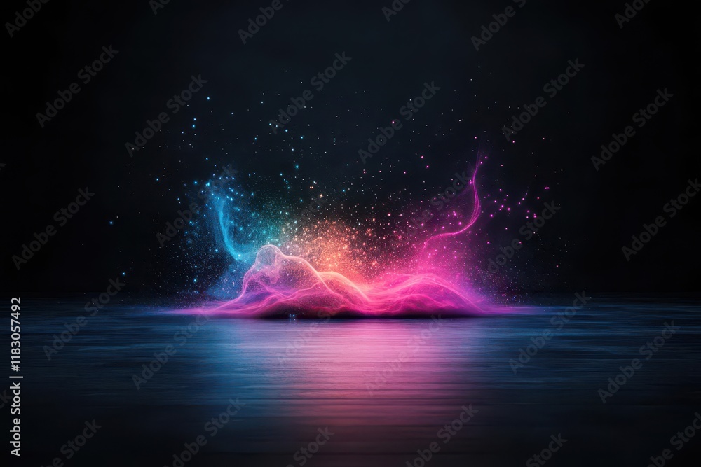 Aufkleber Vibrant Multicolored Light Emanating from Darkness Creating an Enchanting and Mysterious Atmosphere Highlighting the Beauty of Illumination