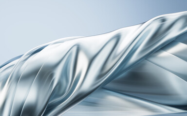 Flowing twisted silver cloth background, 3d rendering.