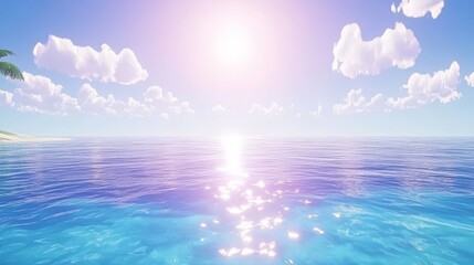 Obraz premium Serene Tropical Ocean Sunset Paradise Scene