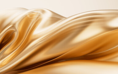 Flowing twisted golden cloth background, 3d rendering.
