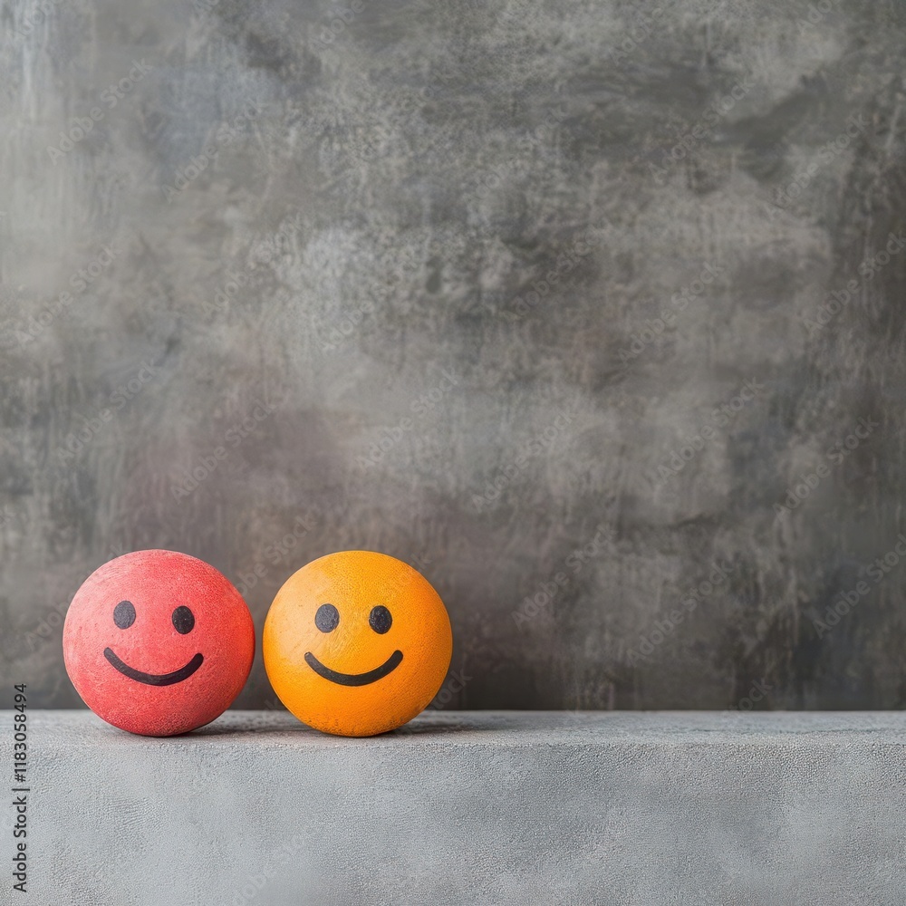 Poster Cheerful Oranges with Smiley Faces Displaying Joy and Playfulness on a Bright Background Capturing a Whimsical and Fun Fruit-Themed Scene for All Ages