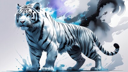 TIGRE BRANCO ESTILO PINTURA CAMISA