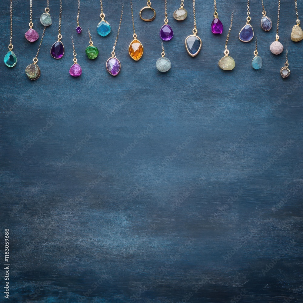 Poster Vibrant Array of Multicolored Gemstones Sparkling on a Rich Dark Surface Highlighting Unique Cuts and Vivid Transparency Creating a Luxurious Display