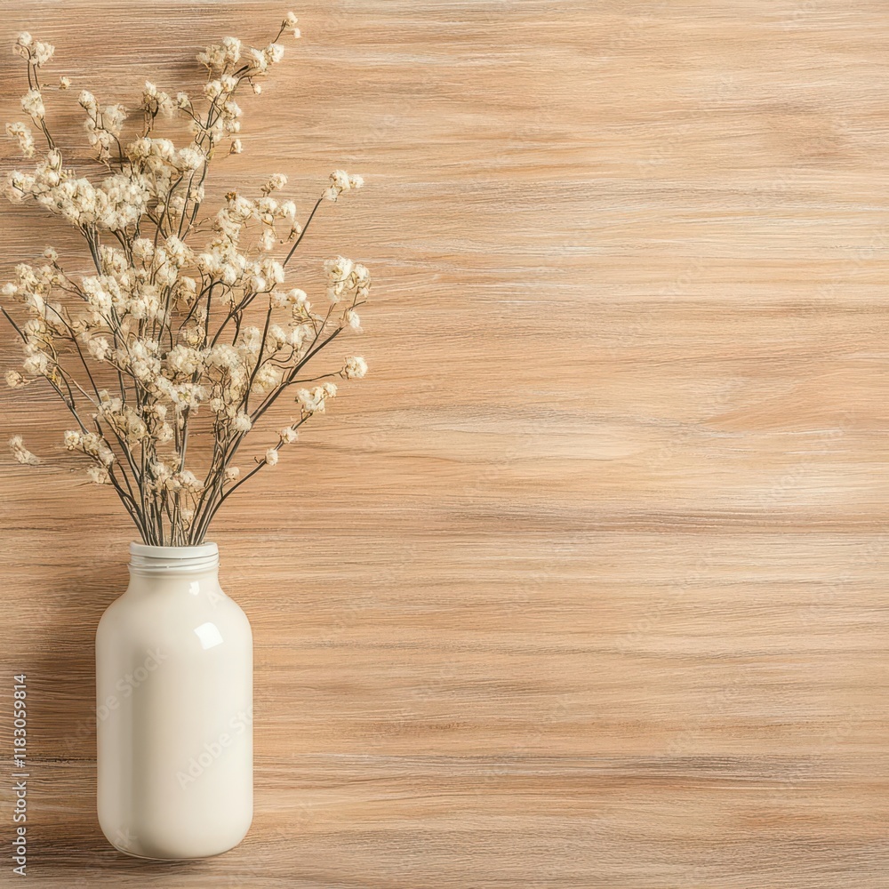 Poster Elegant Vase Filled with a Colorful Assortment of Fresh Flowers Resting on a Rustic Wooden Table Creating a Warm and Inviting Home Atmosphere