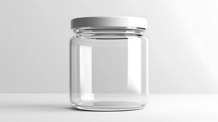 A classic clear glass jar on the beautifull empty background