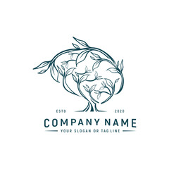 brain tree logo design element vector template