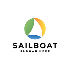 sailboat logo design element vector template