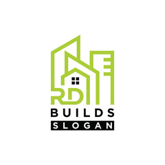 letter RD home builds logo design element vector template