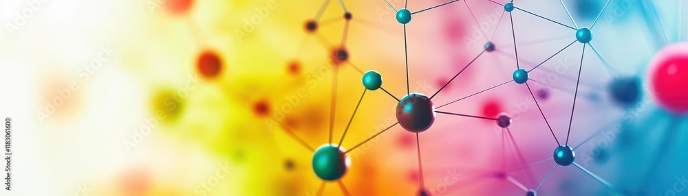 Poster Internet of Things devices surrounded by a colorful web of secure connections, vibrant against muted backgrounds