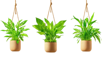 Hanging planters with lush green plants, a touch of natural elegance 