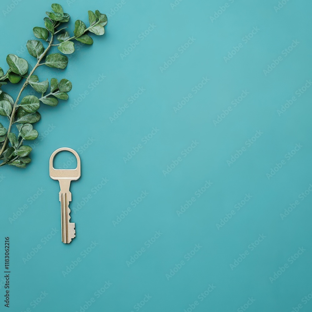 Aufkleber A Bright Green Background Showcasing a Single Key Symbolizing Security and Access Highlighting Minimalism and Simplicity in Modern Design Aesthetic