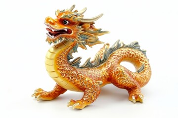 Obraz premium Stunning Colorful Dragon Statue with Intricate Scales and Fierce Expression, Perfect for Home Decor, Art Collection, or Cultural Representation in Asian Traditions