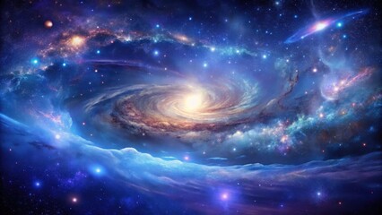 Obraz premium Cosmic Spiral Galaxy with Nebula and Celestial Bodies