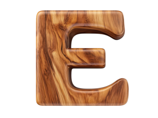 Closeup of a wooden letter e, perfect for educational and decorative projects 