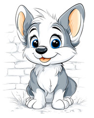 Obraz premium A cute cartoon dog with a big smile on its face