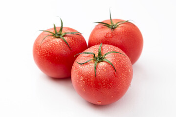 白背景にみずみずしいトマト