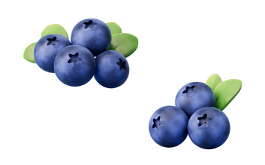 Blueberry fruit with sweet and refreshing taste, 3d rendering.