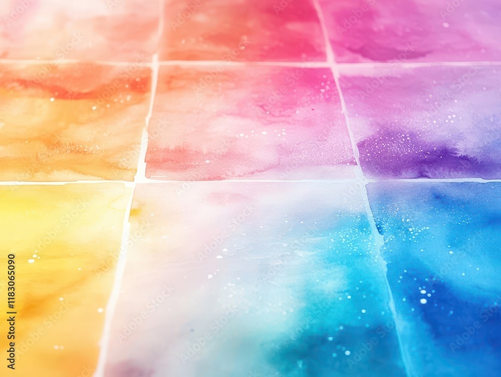 Aufkleber Vibrant Abstract Watercolor Background Featuring a Kaleidoscope of Colorful Hues Blending Harmoniously to Create a Dynamic Artistic Composition