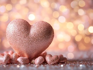 Obraz premium Sparkling Valentine s Day Heart with Soft Bokeh Background