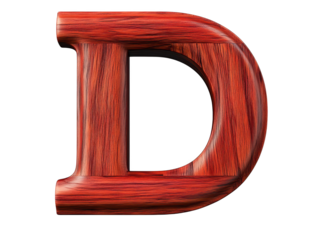 Rustic wooden letter d, a decorative alphabet character for crafts and design 