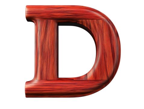 Rustic wooden letter d, a decorative alphabet character for crafts and design 