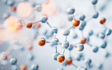 Transparent molecules background, 3d rendering.
