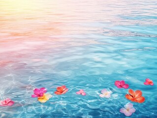 Serene waters reflecting vibrant orange hues, soft light enveloping the scene, shot from the shore with a dreamy ambiance