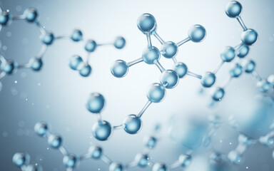 Transparent molecules background, 3d rendering.