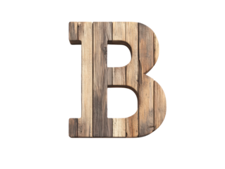 Rustic wooden letter b on a black background, vintage alphabet photography