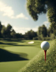golf was course if nice realistic real view ball design illustration sport club play game green competition tournament grass equipment champion background poster