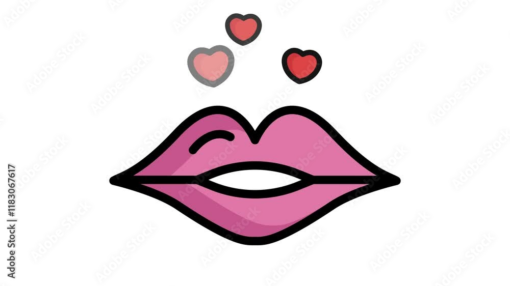 Poster kiss animated icon. animated icon related to valentine. suitable for user interface, provide visual 